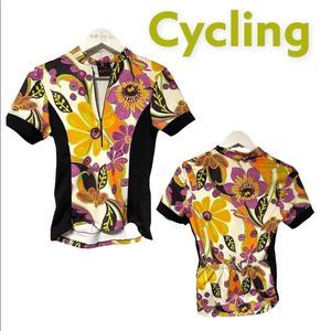 Sheila Moon Half Zip Floral Cycling Top Small